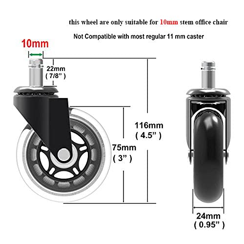 OK5STAR Silla de Oficina Silla giratoria Ruedas Reemplazo de Trabajo Pesado 10 mm Seguro para el Piso