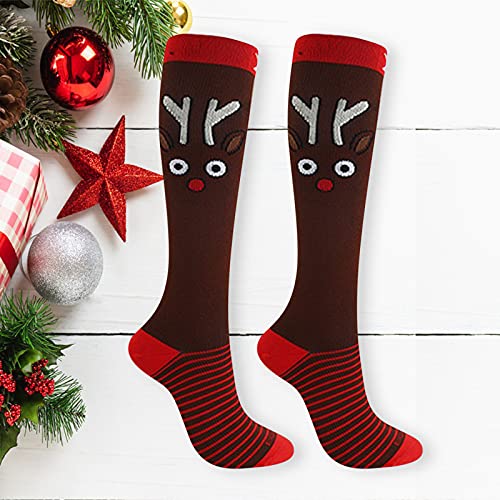 OLDM Calcetines Mujer Divertidos Navidad Animales Lindos Ocasionales de Algodón para Niña y Mujer calcetín suave cómodo hecho de ALGODÓN Calcetines transpirables Mujer invierno F