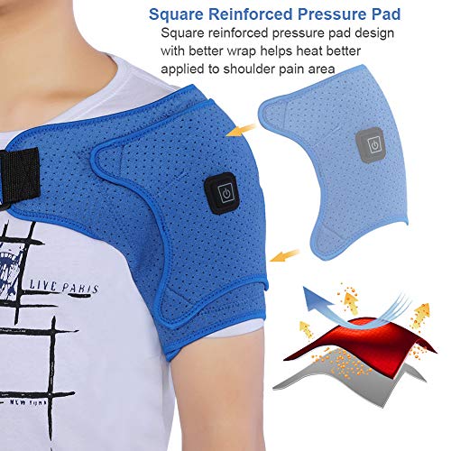 Ortesis de hombro con calefacción, vendaje de soporte de hombro de neopreno ajustable para lesiones, dolor de hombro, articulaciones de CA, hombreras ajustables para aliviar el dolor de los músculos d