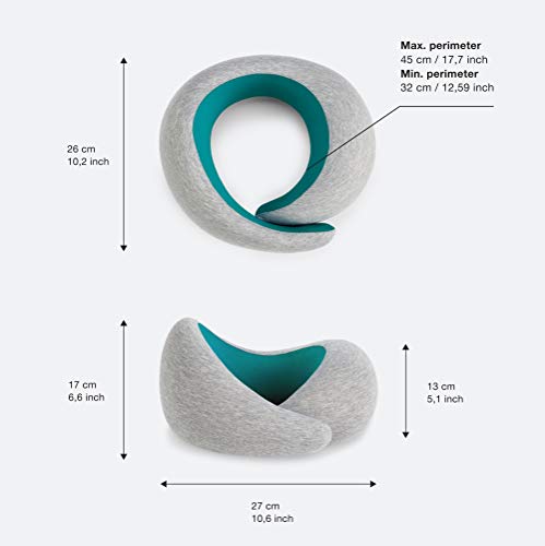 Ostrichpillow Go Almohada de Viaje viscoelástica con Memory Foam para el Dolor de Cuello a Dormir en Aviones, Tren, Coche – Color Aguamarina – Green