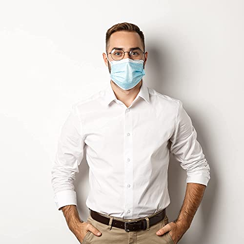 PACK 100 Mascarillas Quirurgicas Homologadas Desechables Tipo IIR con 3 Capas de Tejido no Tejido BFE ≥ 98% Directiva 93/42/CEE Clase 1. Mascarilla quirurgicas certificada/homologada (Azul)
