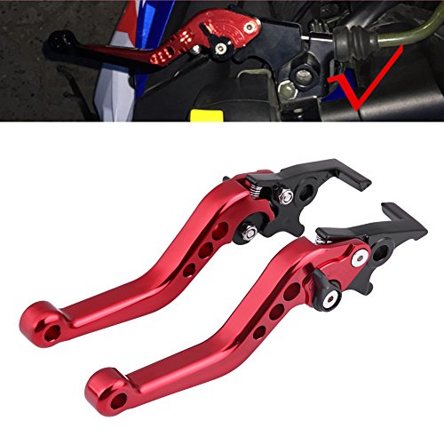 Palanca de freno, 1 par modificación de scooter de motocicleta Palanca de freno de disco doble Palanca de freno de aleación de aluminio CNC roja universal Palanca de freno disco doble