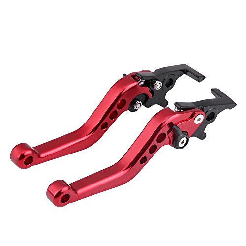 Palanca de freno, 1 par modificación de scooter de motocicleta Palanca de freno de disco doble Palanca de freno de aleación de aluminio CNC roja universal Palanca de freno disco doble