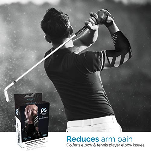 Physix Gear Sport Coderas deportivas de neopreno, las mejores coderas epicondilitis para hombre y mujer, coderas para tendinitis, codo golfista y codo tenista, Soltero, L, gris/negro
