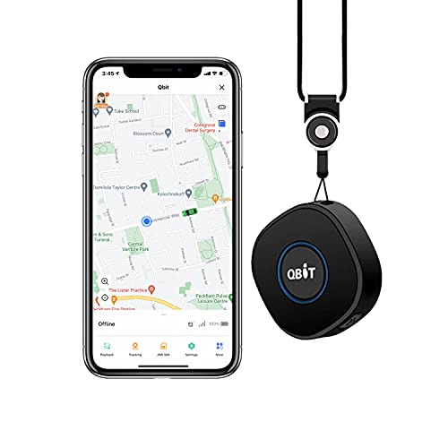 PjxerdQ Mini Localizador GPS para Niños, Tracker Tiempo Real Botón SOS, Llamada Bidireccional, Grabación, Geo-Fence, Alarma de Decibelios Altos, Rastreador para Ancianos Alzheimer Amnesia con SIM