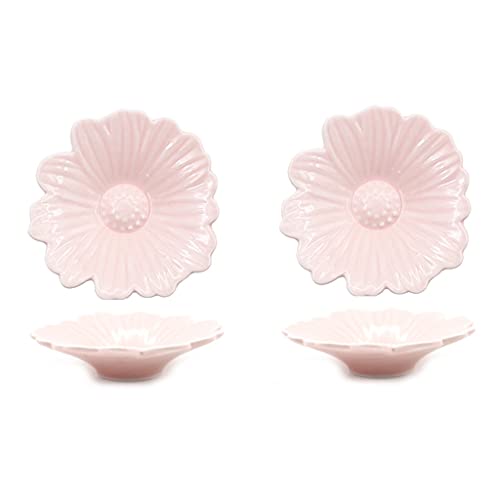 Plato de salsa 2pack salsa plato conjunto flor forma cerámica bowls bowls aperitivo placas mini condimento salsa platos salsa de soja vinagre snack condimento Cuencos para Salsas ( Color : Pink )