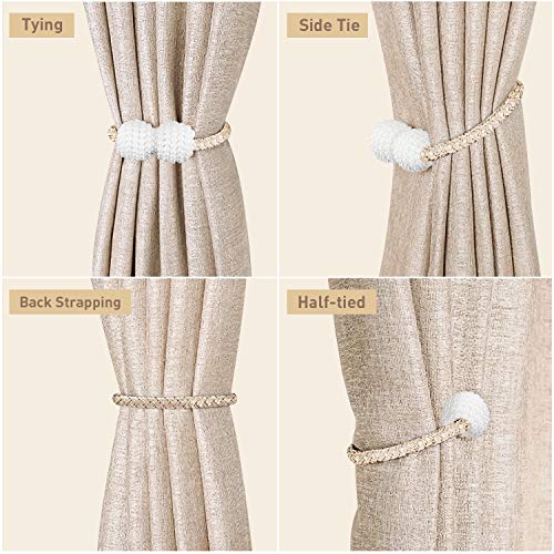 POOPHUNS Imán para Cortinas,Lote de 6 Cordones de sujeción magnéticos para Cortinas,Abrazadera de Cortina Magnética Soporte para Decoración de Familia Oficina(Beige)