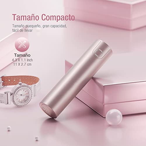 Power Bank 5000mAh Cargador Portátil con Salida de 2.4A, Batería Externa Móvil para Teléfonos Inteligentes, Tablets y Más-Rosado