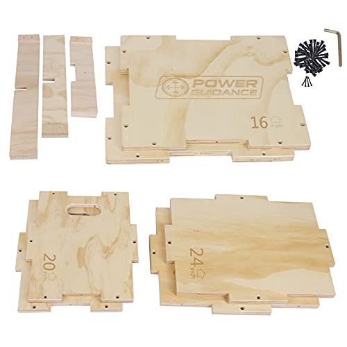 POWERGUIDANCE Caja pliométrica de Madera 3 en 1 - Ideal para Entrenamiento Cruzado -Plyo Caja de Madera, Plyo Box (#2-Plyo Box60/50/45CM)