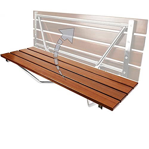 PrimeMatik - Asiento de Ducha abatible. Silla Plegable para Ancianos de Madera Tropical y Aluminio 900x338mm