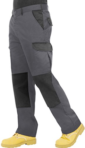 ProLuxe Endurance - Pantalones Tipo Cargo, de Combate, con Bolsillos para Rodillera y Costuras reforzadas, Gris/Negro 40R