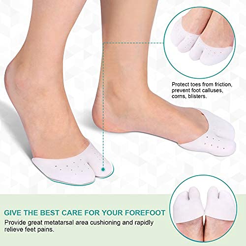 Protector de la puntera del gel Protección de los dedos del pie Mangas del dedo del pie suave Cojín de la bola del pie Blisters Pad Plantillas Plantillas de juanete de silicona con almohadillas de met