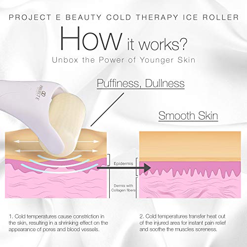 Proyecto E Beauty Terapia de frío con rodillo de hielo | Cara Ojo corporal Masajeador Inflamación debajo de los ojos Estiramiento en frío Ojeras Dolor muscular Alivio del dolor Enrojecimiento