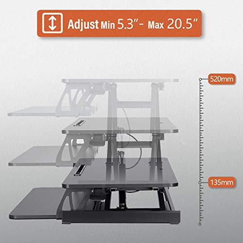 PUTORSEN® 32" Convertidor de Escritorio de pie, ergonómico Altura Ajustable Sentarse Stand Up Escritorio convertidor, estación de Trabajo para Usar de pie o Sentado, Bandeja Desmontable Teclado