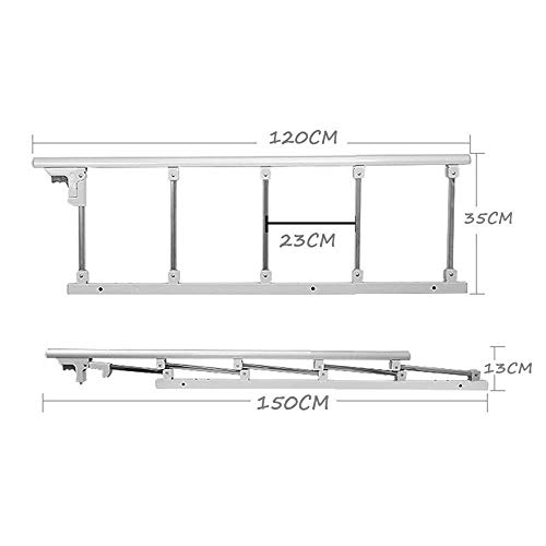QIANCHENG-Bed Rails Barrera de Cama Senior de Seguridad Plegado Barandilla de la Cama for el Hospital casero Manija de Asistencia, Individual Doble King Queen Size, 120 × 40cm (Color : B)