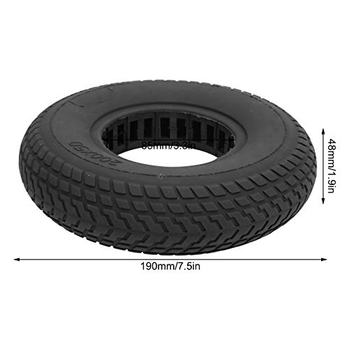 RANNYY Neumático para Patinete eléctrico, 200x50 mm Neumático sólido a Prueba de explosiones Neumático de Goma Amortiguación Hueca para Patinete eléctrico(Negro)