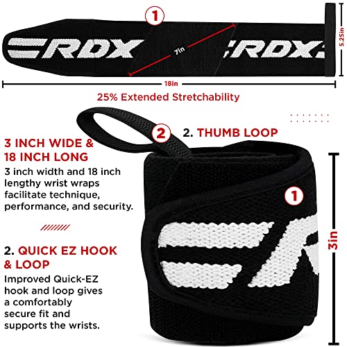 RDX Muñequeras Gym Powerlifting Correas de Levantamiento, Aprobado por IPL y USPA, Wrist Wraps Deportivas para Culturismo Musculación Gimnasio Calistenia Fitness Halterofilia Gimnástico Entrenamiento
