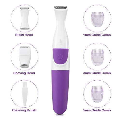 Recortador de Bikini 2 en 1 Afeitadora Eléctrica Impermeable para Mujeres Afeitadora Inalámbrica con Cabeza de Bikini y Depilación Mojada/Seca, Perfecta para Cuerpo, Cara, Línea Bikini