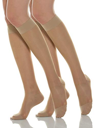 Relaxsan Basic 750 (2 Pares - Carne, tg.2) Medias a la rodilla 70 den compresión graduada 12-17 mmHg