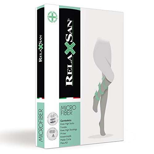 Relaxsan Microfibra 750M (2 Pares - Negro, tg.3) Medias a la rodilla 70 Den compresión gradual 12-17 mmHg