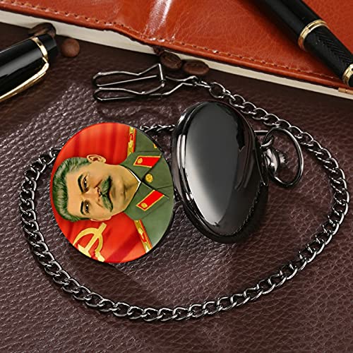 Reloj De Bolsillo De Cuarzo - Héroe Soviético Retrato De Stalin Del Líder De Rusia Reloj De Bolsillo De Cuarzo Martillo De Hoz Soviético Cadena De Estilo Reloj Colgante Regalos, 1, Cadena Grue