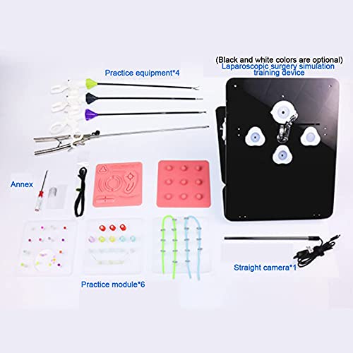 RGHS Simulador Laparoscópico, Caja De Entrenamiento Laparoscópica con 4 Instrumentos Quirúrgicos Y 6 Módulos De Entrenamiento, para Entrenamiento De Alumnos Entrenador Quirúrgico