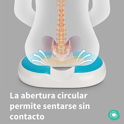riijk Cojín Coxis de Asiento Viscoelástica con Capa de Gel para Alivio en Coche, Casa, Oficina o Silla de Ruedas