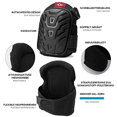 Rodilleras profesionales - GUARD 5 - rodilleras protectoras para evitar la presión y el dolor en la rodilla. Para jardinería, construcción, uso interior y exterior