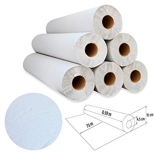 Rollo de papel camilla 75m | (Precortado 40 cm) 6 Unidades (1.5 kg por unidad) ECO blanco