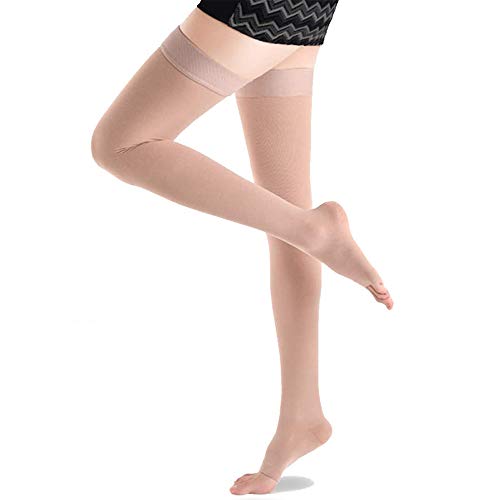 RouLg Medias De Alta Compresión para Muslo con Banda De Silicona, Mangas De Compresión Sin Pies, Se Aplican A Las Venas Varicosas, Edema Y Dolor De Piernas,A,M