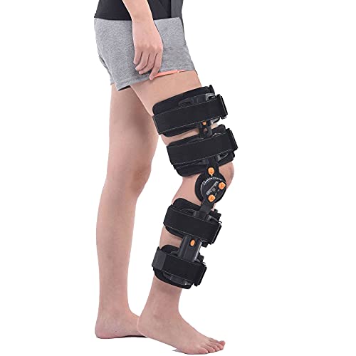RTYUIO Rodillera: inmovilizador con bisagras de Soporte de Rodilla para Lesiones de LCA , MCL y PCL , estabilizador de Soporte ortopédico médico Ajustable después de la cirugía