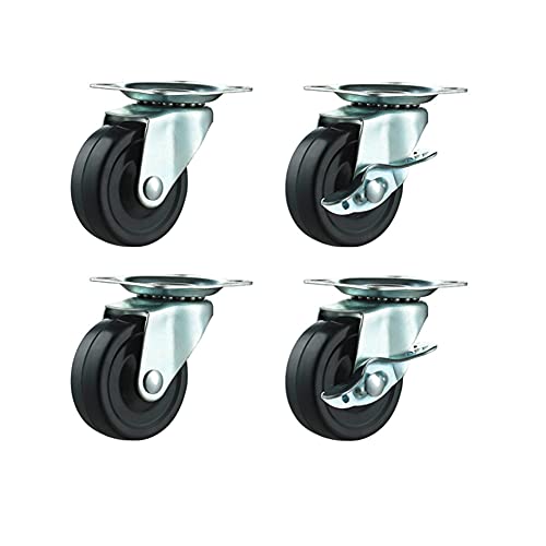 Ruedas giratorias 4x40 mm Rueda Giratoria para Muebles de Alta Resistencia Rueda Giratoria de Goma con Freno Ruedas Silenciosas para Carrito Silla de Oficina Ruedas de Repuesto Ruedas, Carga 80KG