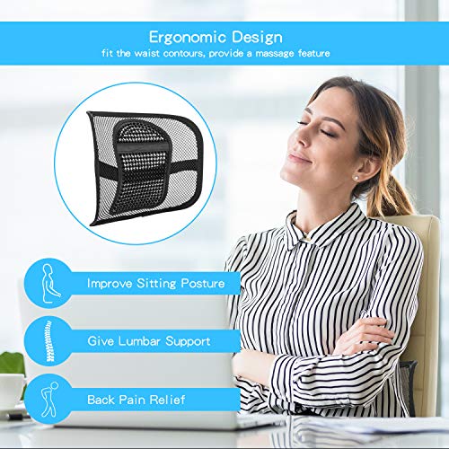 sanlinkee Cojín Lumbar Soporte para la Espalda Lumbar ergonómico Cojín de Soporte Lumbar para Silla de Oficina Coche corrije la Postura Alivia el Dolor Lumbar(Negro)