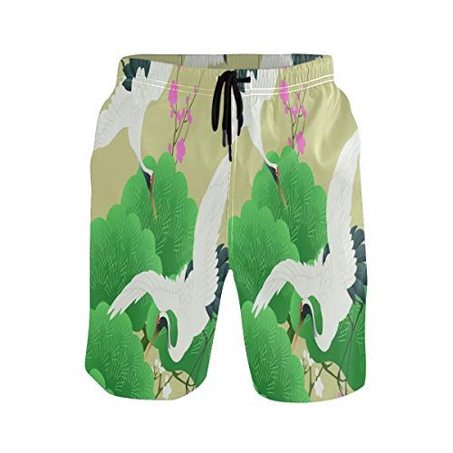 Sawhonn Japón Arte Grúa Pájaro Bañador para Hombre Pantalones Cortos Bañadores Shorts para Hombres Natacion Piscina Surf Playa