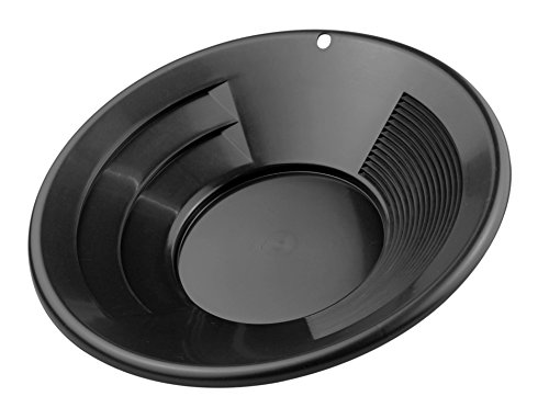 SE Cacerola de minería de oro de plástico negro de 10 pulgadas con dos tipos de rifles - GP1012BB10