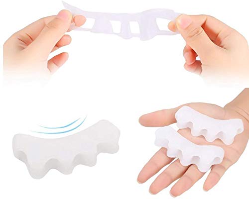 Separadores de gel para los pies 4 piezas Corrector Alisador de dedos Camilla de dedos Correctores de dedo gordo Espaciadores de dedos Alivio del dolor juanetes Adecuado para hombres y mujeres