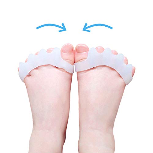 Separadores de gel para los pies 4 piezas Corrector Alisador de dedos Camilla de dedos Correctores de dedo gordo Espaciadores de dedos Alivio del dolor juanetes Adecuado para hombres y mujeres