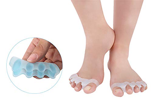 Separadores de gel para los pies 4 piezas Corrector Alisador de dedos Camilla de dedos Correctores de dedo gordo Espaciadores de dedos Alivio del dolor juanetes Adecuado para hombres y mujeres