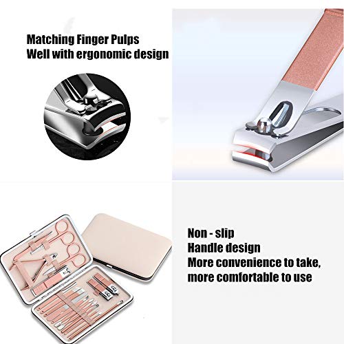 Set de Manicura Pedicura,18pcs Kit Cortaúñas de Acero Inoxidable, Juego Tijeras Uñas Juego de Herramientas de Cuidado de Pedicura Cuidado de Uñas para Mujeres y Hombres con Caja de Cuero