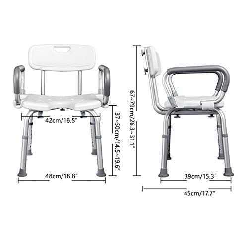 Silla de baño de ducha con brazos y diseño para ir al baño para adultos, cómoda junto a la cama, sillas de ruedas livianas Herramientas rápidas y fáciles Carga 299 lb, ideal para viajar Adecuado par