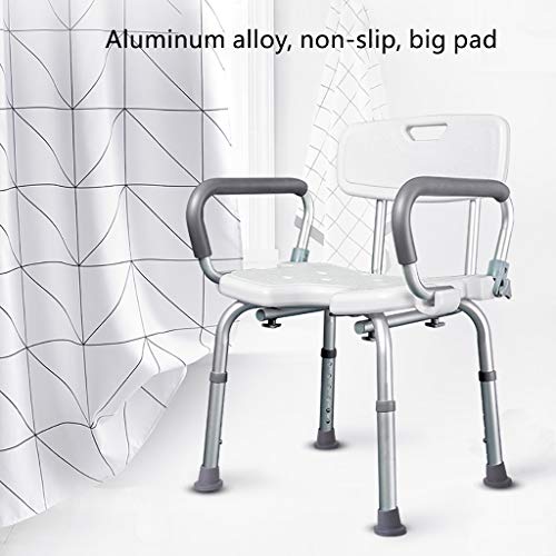 Silla de baño de ducha con brazos y diseño para ir al baño para adultos, cómoda junto a la cama, sillas de ruedas livianas Herramientas rápidas y fáciles Carga 299 lb, ideal para viajar Adecuado par