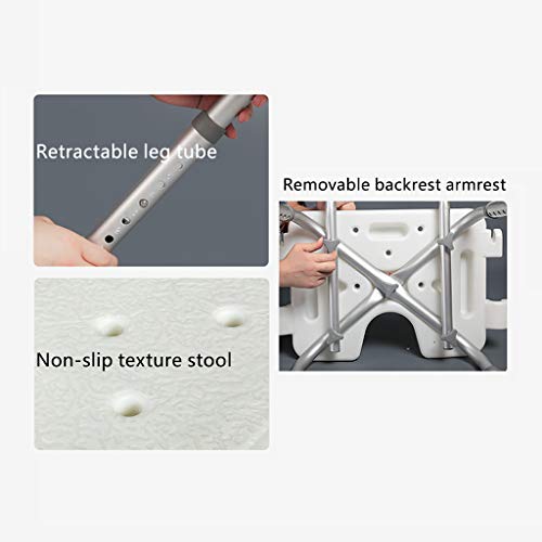 Silla de baño de ducha con brazos y diseño para ir al baño para adultos, cómoda junto a la cama, sillas de ruedas livianas Herramientas rápidas y fáciles Carga 299 lb, ideal para viajar Adecuado par