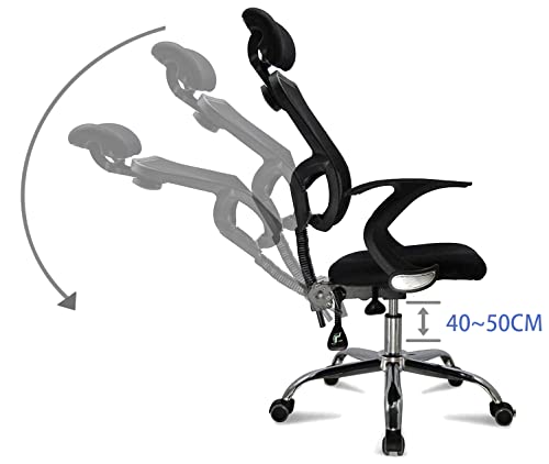 Silla de Oficina, Silla Ergonómica para Escritorio de Oficina, Silla Giratoria con Reposacabezas, Soporte para Lordosis, Apoyabrazos y Respaldo, Regulable en Altura, Carga hasta 130 Kg