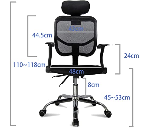 Silla de Oficina, Silla Ergonómica para Escritorio de Oficina, Silla Giratoria con Reposacabezas, Soporte para Lordosis, Apoyabrazos y Respaldo, Regulable en Altura, Carga hasta 130 Kg