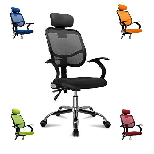 Silla de Oficina, Silla Ergonómica para Escritorio de Oficina, Silla Giratoria con Reposacabezas, Soporte para Lordosis, Apoyabrazos y Respaldo, Regulable en Altura, Carga hasta 130 Kg