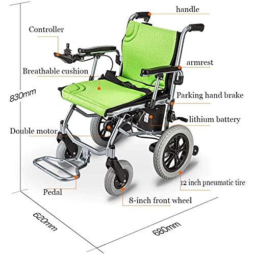 Silla de ruedas eléctrica, silla de ruedas plegable, sistema de control dual para silla de ruedas eléctrica, motor doble de conmutación eléctrica manual liviana para personas mayores, adecuado para pe