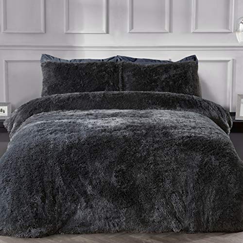 Sleepdown 5056242754626 Juego edredón y Fundas de Almohada (Forro Polar, 220 x 260 cm), Color Gris, Poliéster, Matrimonio Grande