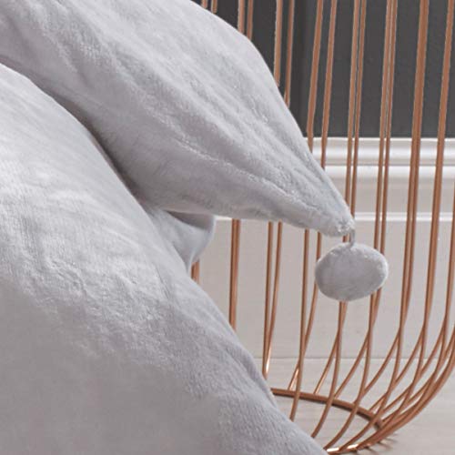 Sleepdown Pom-Juego edredón y Fundas de Almohada (260 x 230 cm), Color Plateado, Forro Polar, Matrimonio Grande