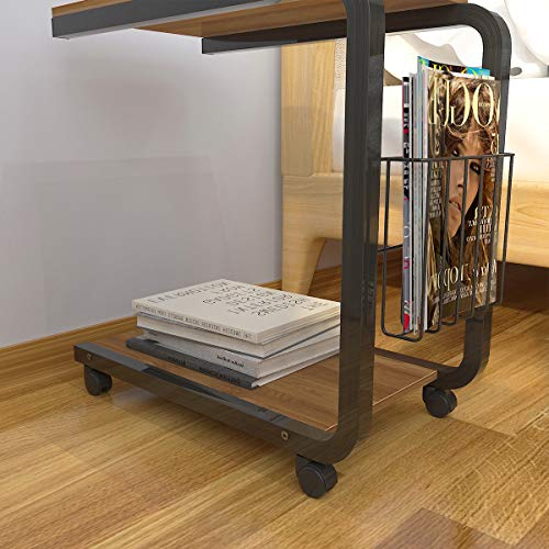 sogesfurniture Mesa de Ordenador Portatil Mesa Auxiliar con Ruedas, Mesas de Centro Escritorio Compacta para Cama o Sofá, 51x30x56 cm, Roble BHEU-KH02-OK