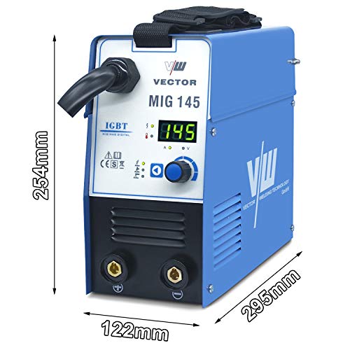 Soldadora de alambre tubular sin gas - Soldadora de alambre con 145 amperios y función de soldadura por electrodo con 140 amperios | Automóvil. Alimentador de alambre - inversor - de Vector Welding
